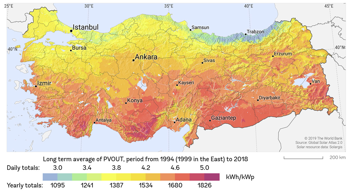 Türkiye Fotovoltaik Potansiyel Haritası